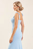 Load image into Gallery viewer, Sky Blue Sheath Maxi Spaghetti Straps Bridesmaid Dress With Slit