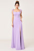 Load image into Gallery viewer, Simple Lilac A Line Maxi Bridesmaid Dress with Bow