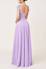 Load image into Gallery viewer, Simple Lilac A Line Maxi Bridesmaid Dress with Bow