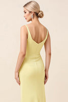 Load image into Gallery viewer, Sky Blue Satin Sheath Maxi Bridesmaid Dress