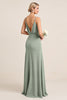 Load image into Gallery viewer, Matcha Sheath Maxi Spaghetti Straps Bridesmaid Dress With Slit