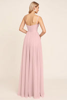 Load image into Gallery viewer, Candy Pink Spaghetti Straps A Line Maxi Bridesmaid Dress