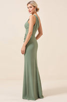 Load image into Gallery viewer, Matcha Maxi Sheath One Shoulder Bridesmaid Dress with Slit