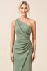 Load image into Gallery viewer, Matcha Maxi Sheath One Shoulder Bridesmaid Dress with Slit