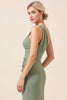 Load image into Gallery viewer, Matcha Maxi Sheath One Shoulder Bridesmaid Dress with Slit