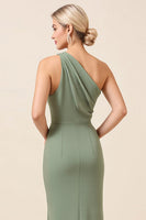 Load image into Gallery viewer, Matcha Maxi Sheath One Shoulder Bridesmaid Dress with Slit