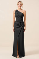 Load image into Gallery viewer, Matcha Maxi Sheath One Shoulder Bridesmaid Dress with Slit