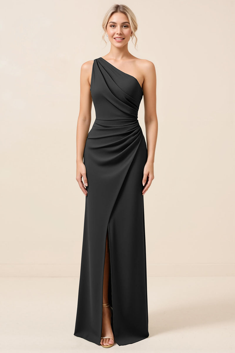 Load image into Gallery viewer, Matcha Maxi Sheath One Shoulder Bridesmaid Dress with Slit