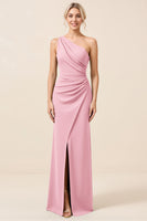Load image into Gallery viewer, Matcha Maxi Sheath One Shoulder Bridesmaid Dress with Slit