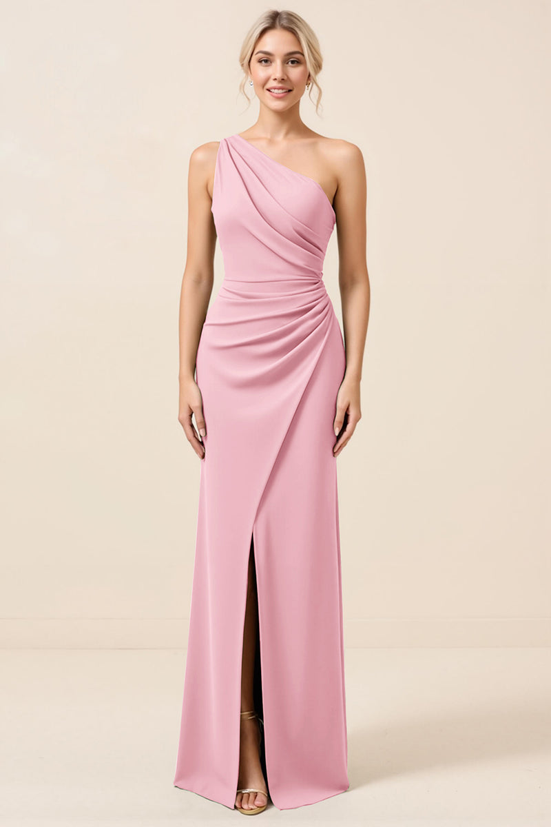 Load image into Gallery viewer, Matcha Maxi Sheath One Shoulder Bridesmaid Dress with Slit