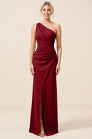 Load image into Gallery viewer, Matcha Maxi Sheath One Shoulder Bridesmaid Dress with Slit