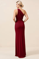 Load image into Gallery viewer, Matcha Maxi Sheath One Shoulder Bridesmaid Dress with Slit