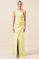 Load image into Gallery viewer, Matcha Maxi Sheath One Shoulder Bridesmaid Dress with Slit