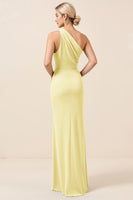 Load image into Gallery viewer, Matcha Maxi Sheath One Shoulder Bridesmaid Dress with Slit