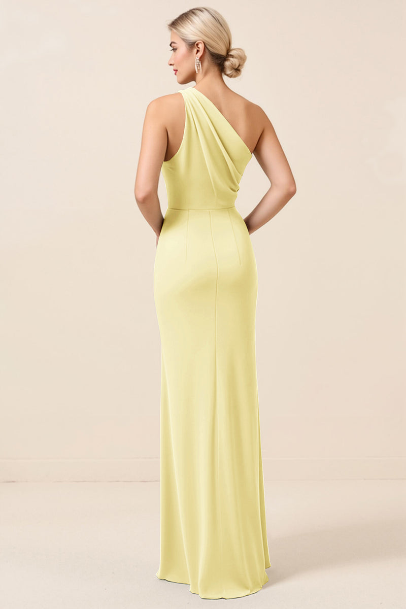 Load image into Gallery viewer, Matcha Maxi Sheath One Shoulder Bridesmaid Dress with Slit