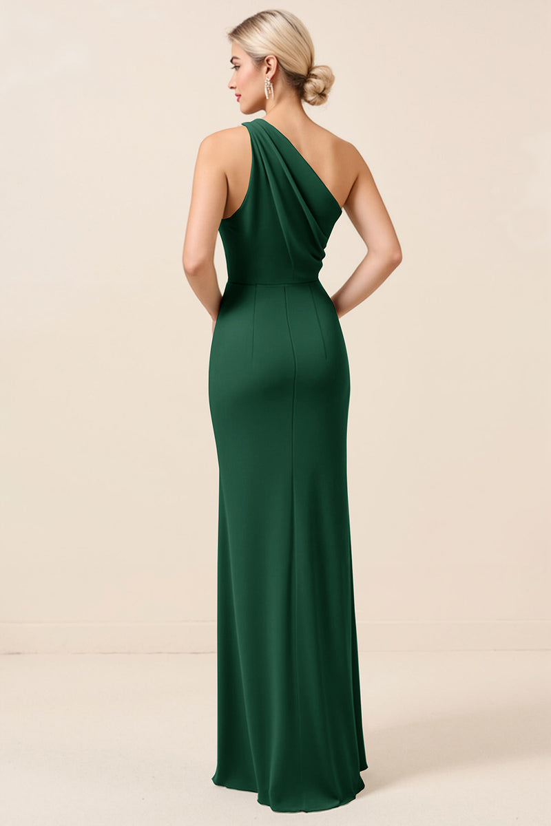 Load image into Gallery viewer, Matcha Maxi Sheath One Shoulder Bridesmaid Dress with Slit