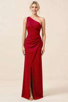 Load image into Gallery viewer, Matcha Maxi Sheath One Shoulder Bridesmaid Dress with Slit