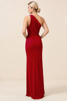 Load image into Gallery viewer, Matcha Maxi Sheath One Shoulder Bridesmaid Dress with Slit