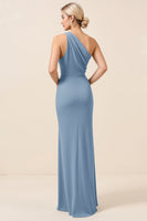 Load image into Gallery viewer, Matcha Maxi Sheath One Shoulder Bridesmaid Dress with Slit