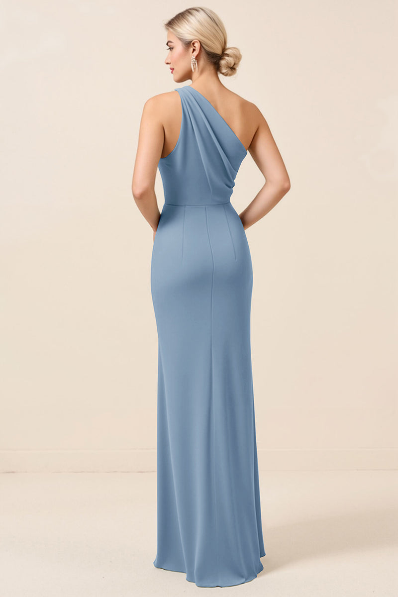 Load image into Gallery viewer, Matcha Maxi Sheath One Shoulder Bridesmaid Dress with Slit