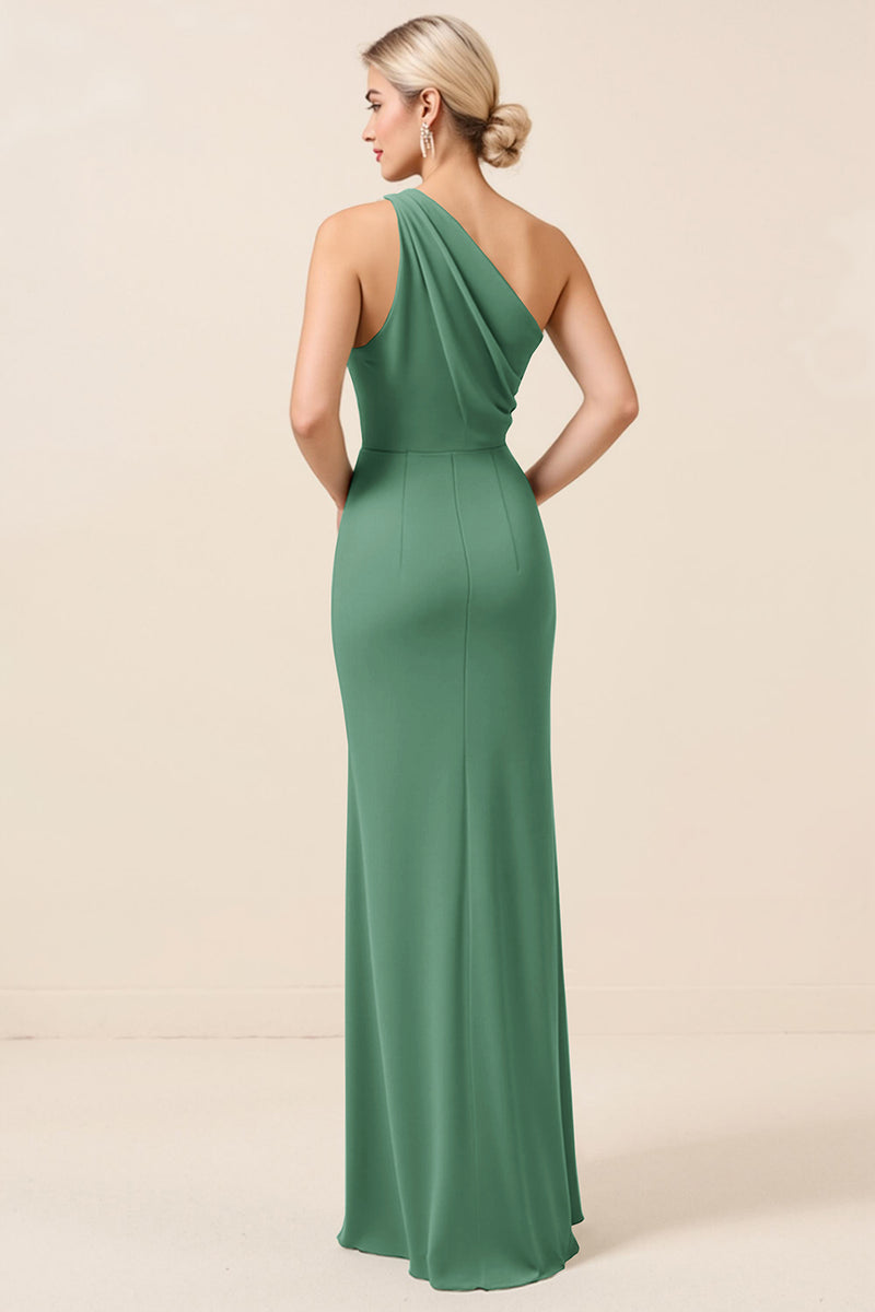 Load image into Gallery viewer, Matcha Maxi Sheath One Shoulder Bridesmaid Dress with Slit