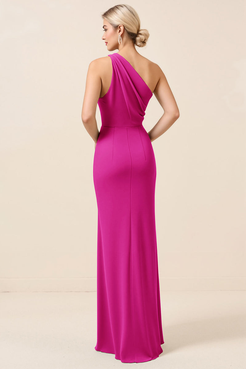 Load image into Gallery viewer, Matcha Maxi Sheath One Shoulder Bridesmaid Dress with Slit