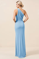 Load image into Gallery viewer, Matcha Maxi Sheath One Shoulder Bridesmaid Dress with Slit