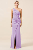 Load image into Gallery viewer, Matcha Maxi Sheath One Shoulder Bridesmaid Dress with Slit