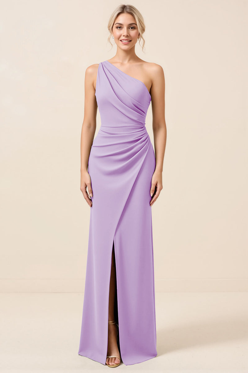 Load image into Gallery viewer, Matcha Maxi Sheath One Shoulder Bridesmaid Dress with Slit