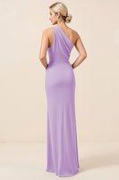 Load image into Gallery viewer, Matcha Maxi Sheath One Shoulder Bridesmaid Dress with Slit