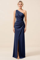 Load image into Gallery viewer, Matcha Maxi Sheath One Shoulder Bridesmaid Dress with Slit