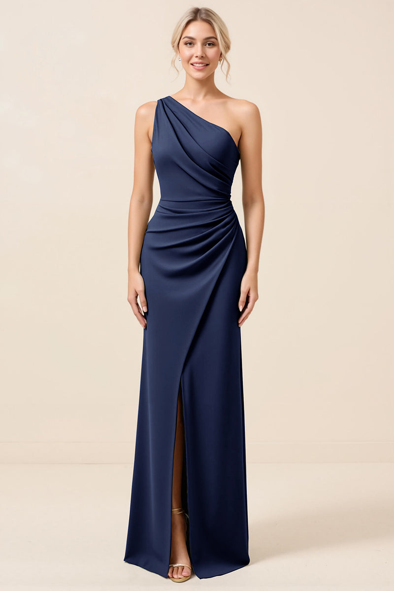Load image into Gallery viewer, Matcha Maxi Sheath One Shoulder Bridesmaid Dress with Slit