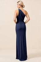 Load image into Gallery viewer, Matcha Maxi Sheath One Shoulder Bridesmaid Dress with Slit