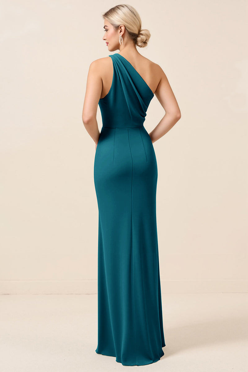 Load image into Gallery viewer, Matcha Maxi Sheath One Shoulder Bridesmaid Dress with Slit