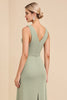 Load image into Gallery viewer, Sage Sheath V Neck Cut Out Maxi Bridesmaid Dress