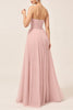 Load image into Gallery viewer, Blush Pink A Line Strapless Maxi Bridesmaid Dress