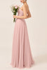 Load image into Gallery viewer, Blush Pink A Line Strapless Maxi Bridesmaid Dress