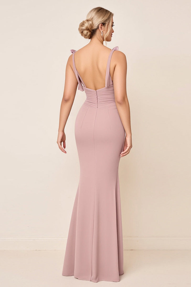 Load image into Gallery viewer, Dusty Rose Chiffon Mermaid Maxi Bridesmaid Dress with Slit