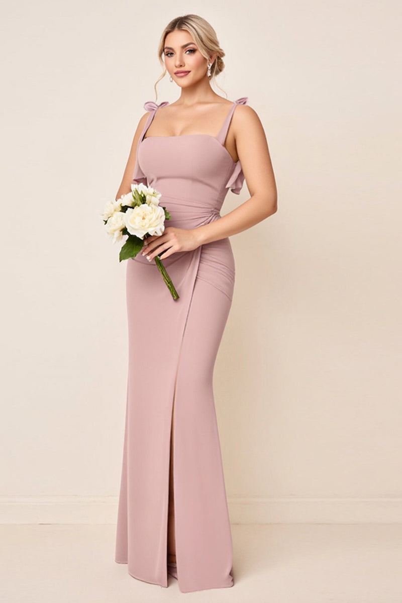 Load image into Gallery viewer, Dusty Rose Chiffon Mermaid Maxi Bridesmaid Dress with Slit