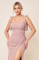 Load image into Gallery viewer, Dusty Rose Chiffon Mermaid Maxi Bridesmaid Dress with Slit