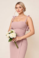 Load image into Gallery viewer, Dusty Rose Chiffon Mermaid Maxi Bridesmaid Dress with Slit