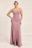 Load image into Gallery viewer, Vintage Mauve Spaghetti Straps Sheath Maxi Bridesmaid Dress with Bow