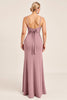 Load image into Gallery viewer, Vintage Mauve Spaghetti Straps Sheath Maxi Bridesmaid Dress with Bow
