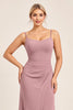 Load image into Gallery viewer, Vintage Mauve Spaghetti Straps Sheath Maxi Bridesmaid Dress with Bow