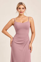 Load image into Gallery viewer, Vintage Mauve Spaghetti Straps Sheath Maxi Bridesmaid Dress with Bow