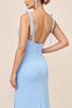 Load image into Gallery viewer, Sky Blue Spaghetti Straps Maxi Mermaid Bridesmaid Dress with Slit
