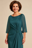 Load image into Gallery viewer, Peacock Boat Neck Sheath Chiffon Long Mother of the Bride Dress
