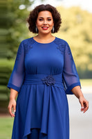 Load image into Gallery viewer, Royal Blue Appliqued Scoop Jumpsuit with 3/4 Sleeves