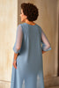 Load image into Gallery viewer, Dusty Blue Chiffon 3/4 Sleeves Jumpsuit Mother of the Bride Dress