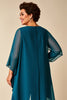 Load image into Gallery viewer, Peacock Chiffon Asymmetrical Jumpsuit Mother of the Bride Dress